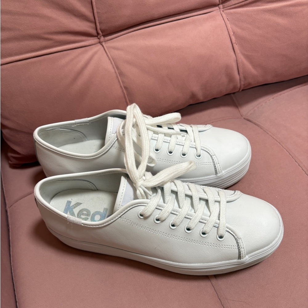 Keds White Low-Top Leather Sneakers
